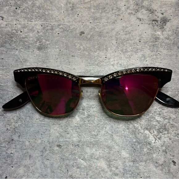 Gucci Mirrored Crystal Clubmaster Sunglasses - Picture 2 of 10